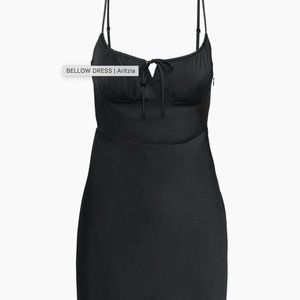 ARITZIA WILFRED BLACK SATIN MIDI DRESS